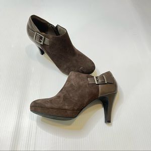 Clarks Cushion Soft Buckle Heel Ankle Booties
